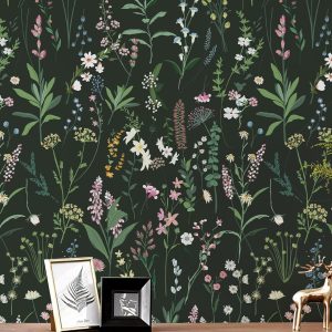 Floral Wallpaper Peel and Stick 17.3"x118" Dark Farm Wildwood Stick on Wallpaper for Home Bedroom Cabinets Thicken Self Adhesive Contact Paper