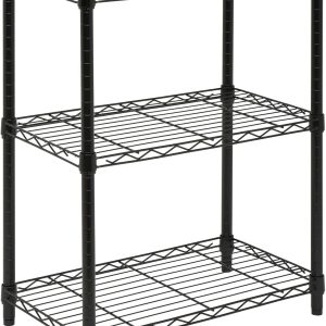 Honey-Can-Do 3-Tier Heavy Duty Adjustable Shelves, Metal Storage Rack With 250-lb Shelf Capacity, Black, 14" W x 24" L x 30" H